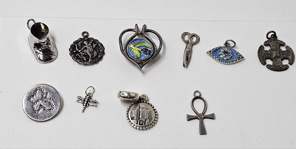 Vintage & Current Sterling Silver Charm/pendant Lot (10)